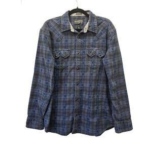 Moonshine Spirit Brad Paisley Mens Blue Plaid Western Snap Shirt Large